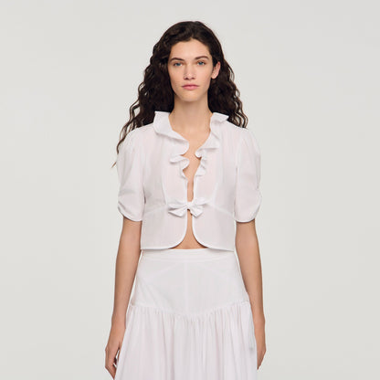 Aleo Ruffled Crop Top White