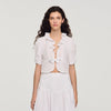 Aleo Ruffled Crop Top White