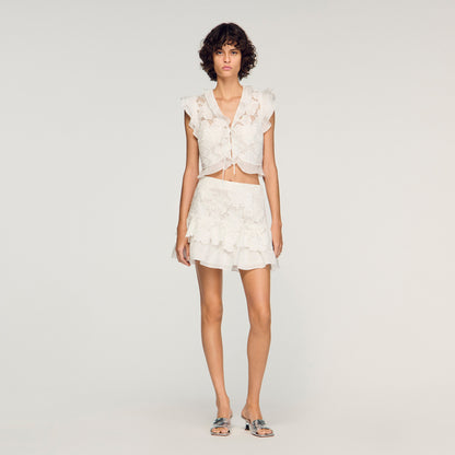 Nayana Guipure Lace Crop Top White