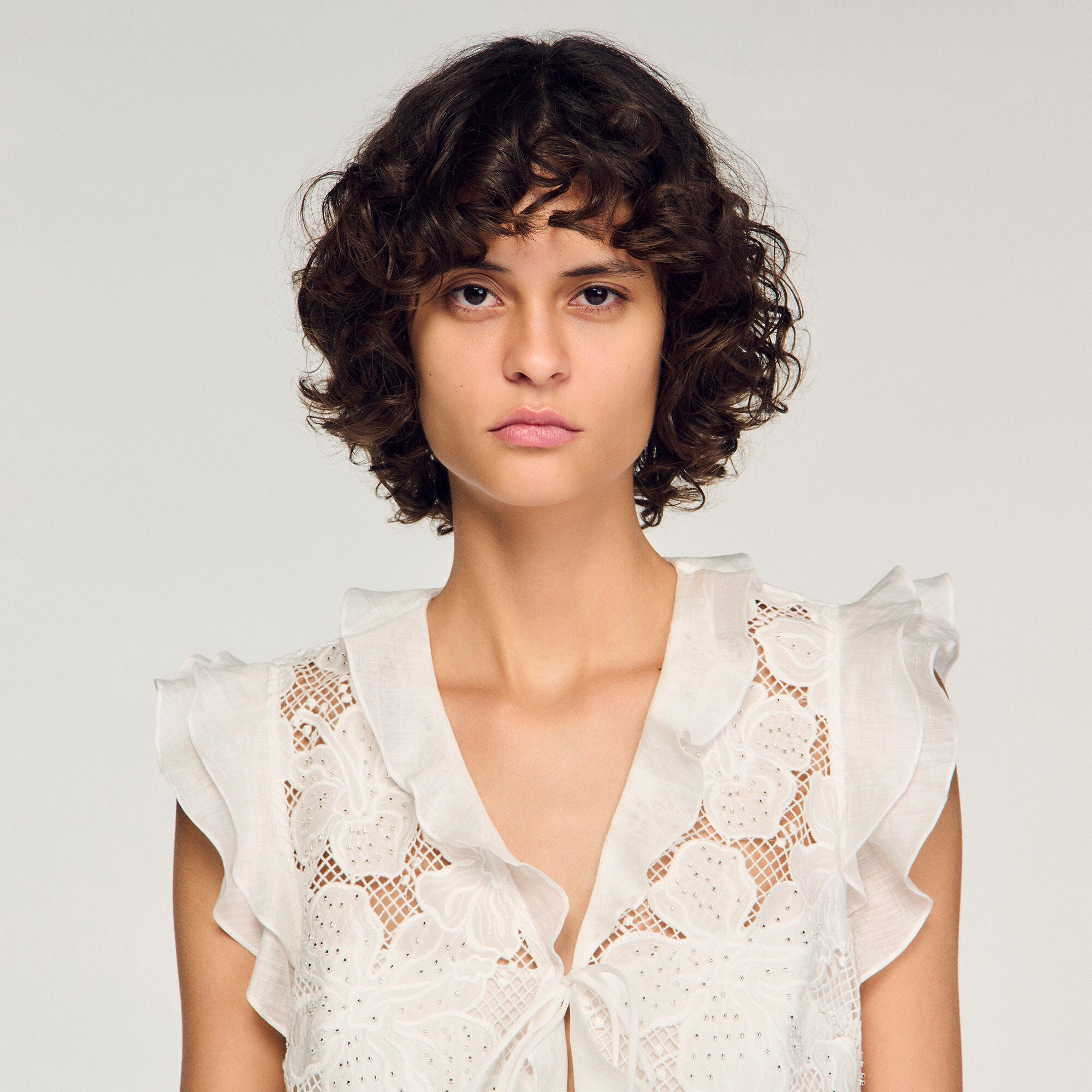 Nayana Guipure Lace Crop Top White