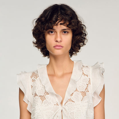 Nayana Guipure Lace Crop Top White