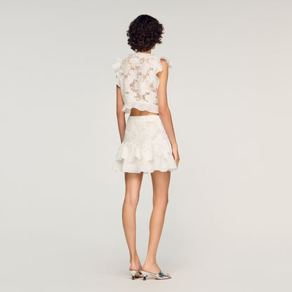 Nayana Guipure Lace Crop Top White