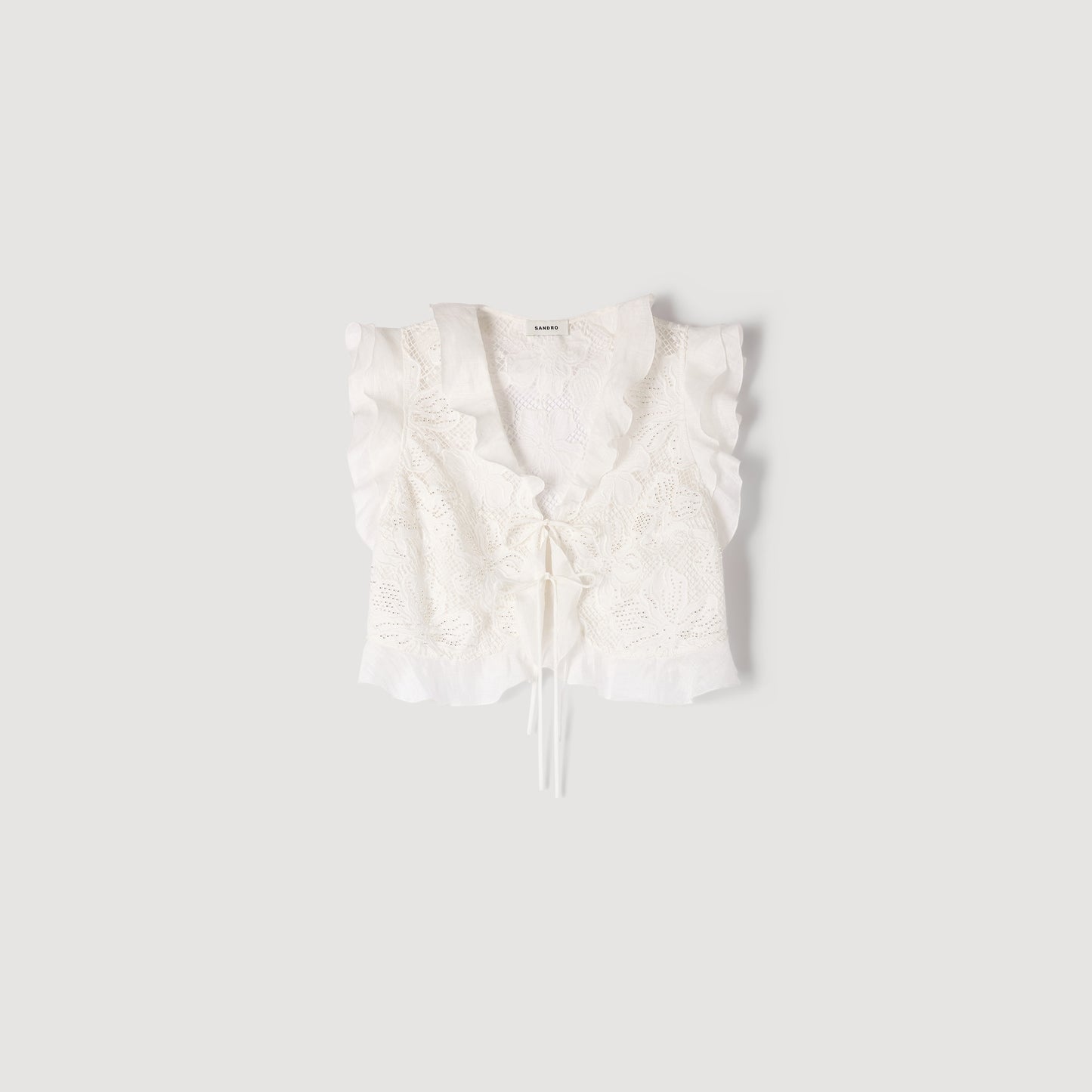 Nayana Guipure Lace Crop Top White