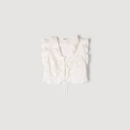 Nayana Guipure Lace Crop Top White