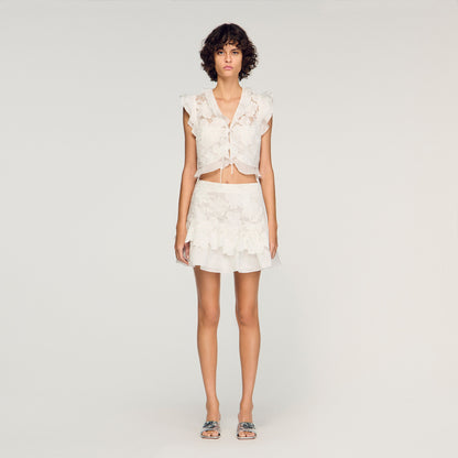 Nayana Guipure Lace Crop Top White