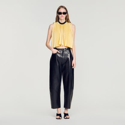 Litoralia Pleated Tie-Back Top Straw
