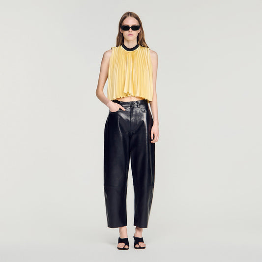Litoralia Pleated Tie-Back Top Straw
