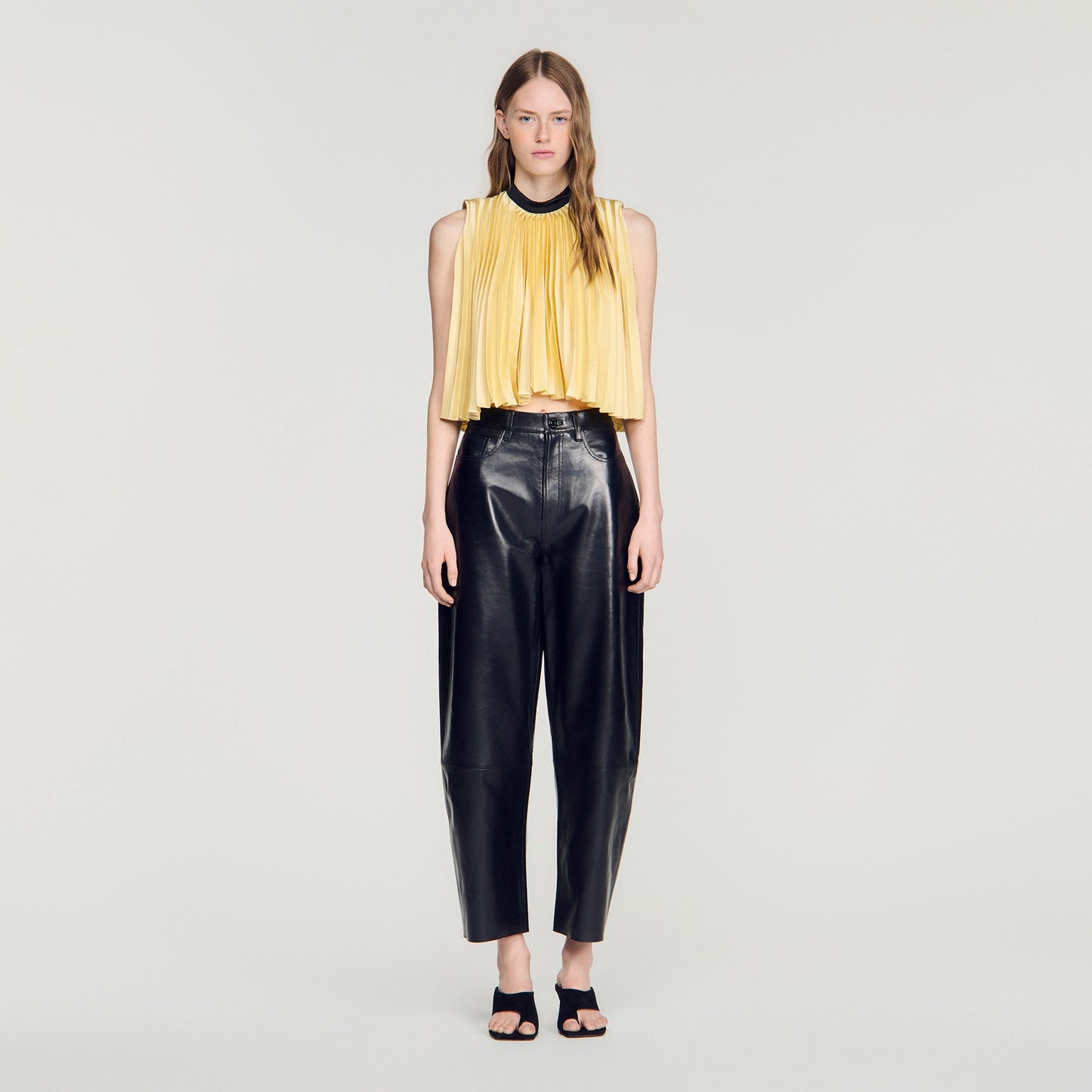 Litoralia Pleated Tie-Back Top Straw