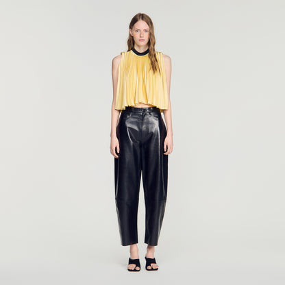 Litoralia Pleated Tie-Back Top Straw