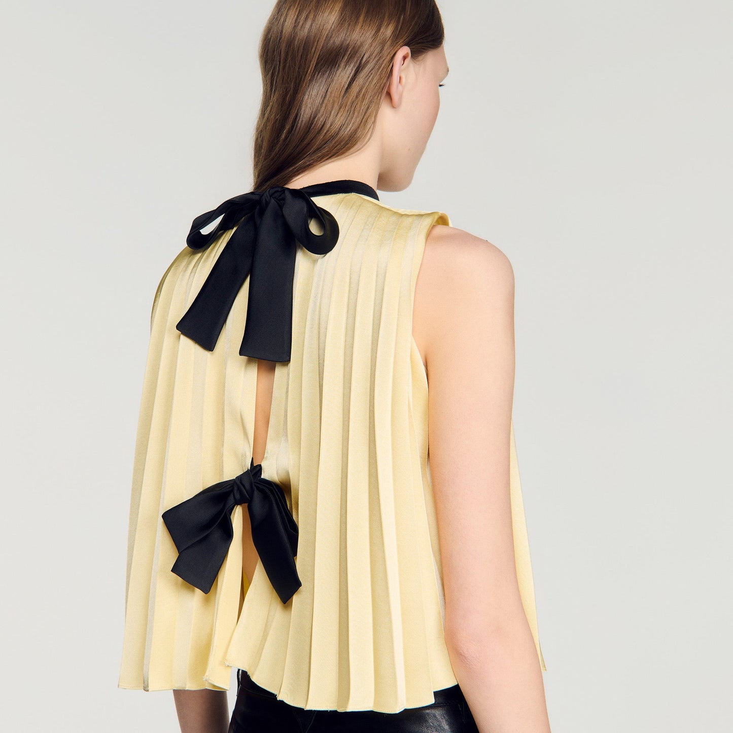 Litoralia Pleated Tie-Back Top Straw