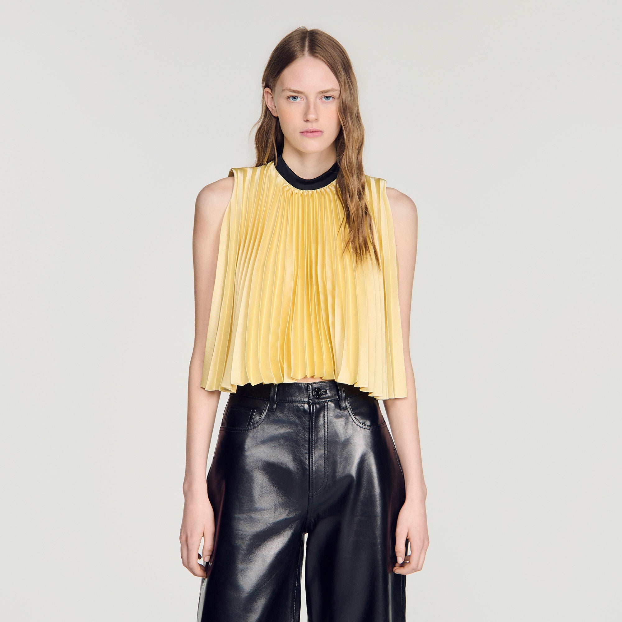 Litoralia Pleated Tie-Back Top Straw