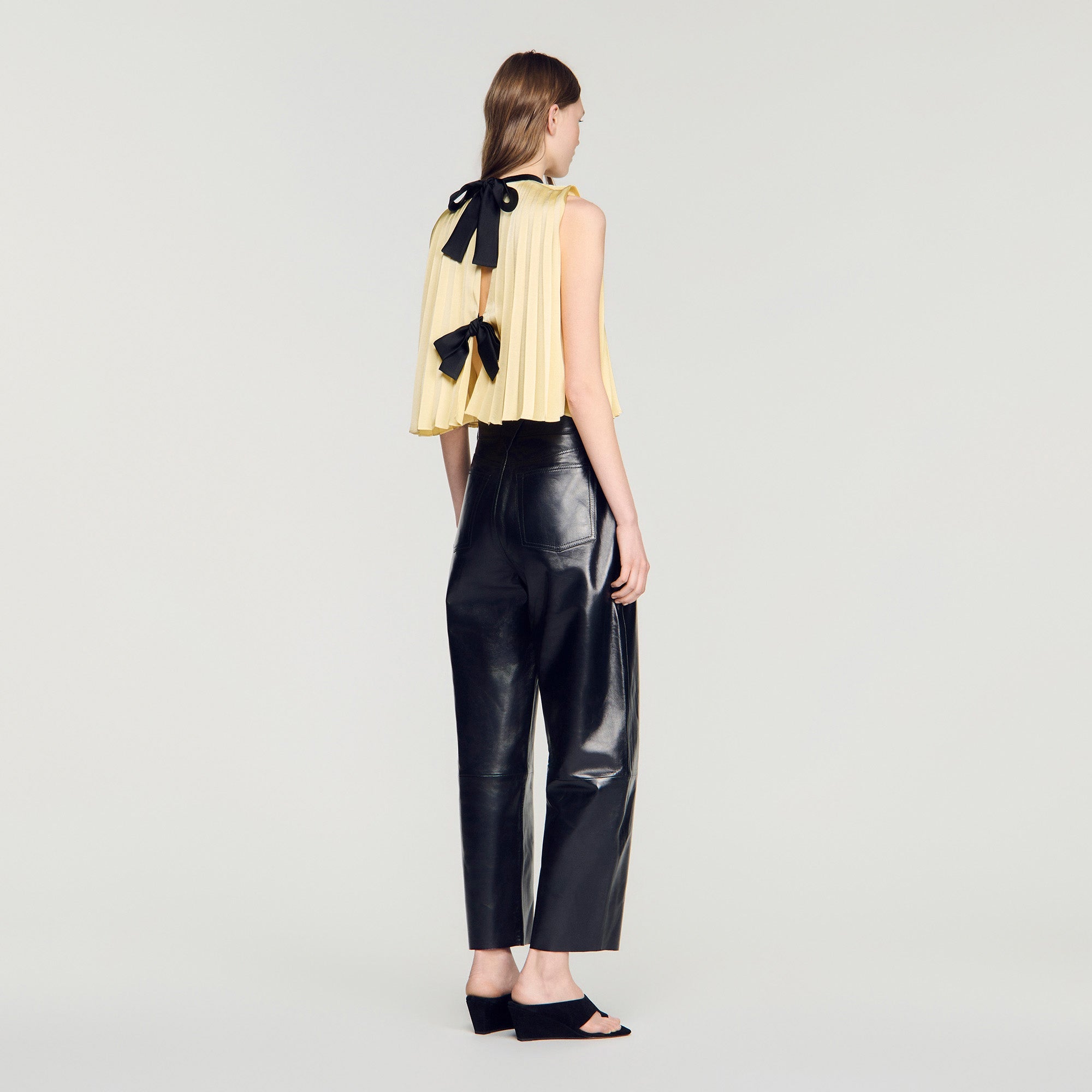 Litoralia Pleated Tie-Back Top Straw