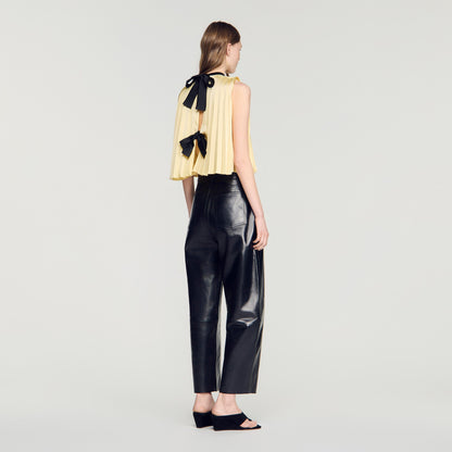 Litoralia Pleated Tie-Back Top Straw