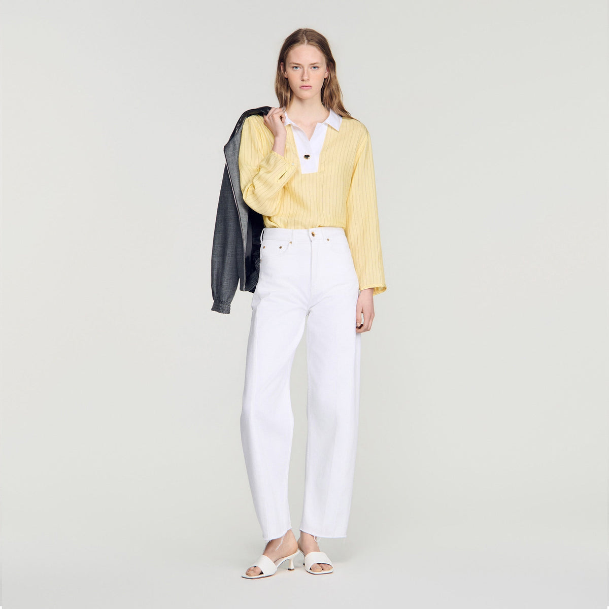Amber Striped Cotton Top Yellow