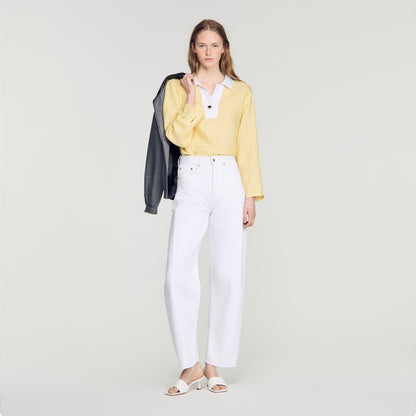 Amber Striped Cotton Top Yellow