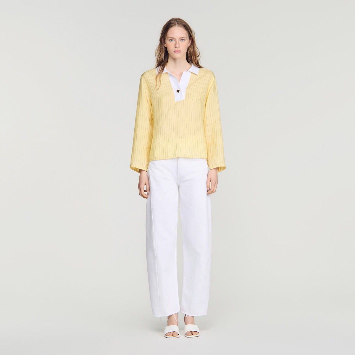 Amber Striped Cotton Top Yellow