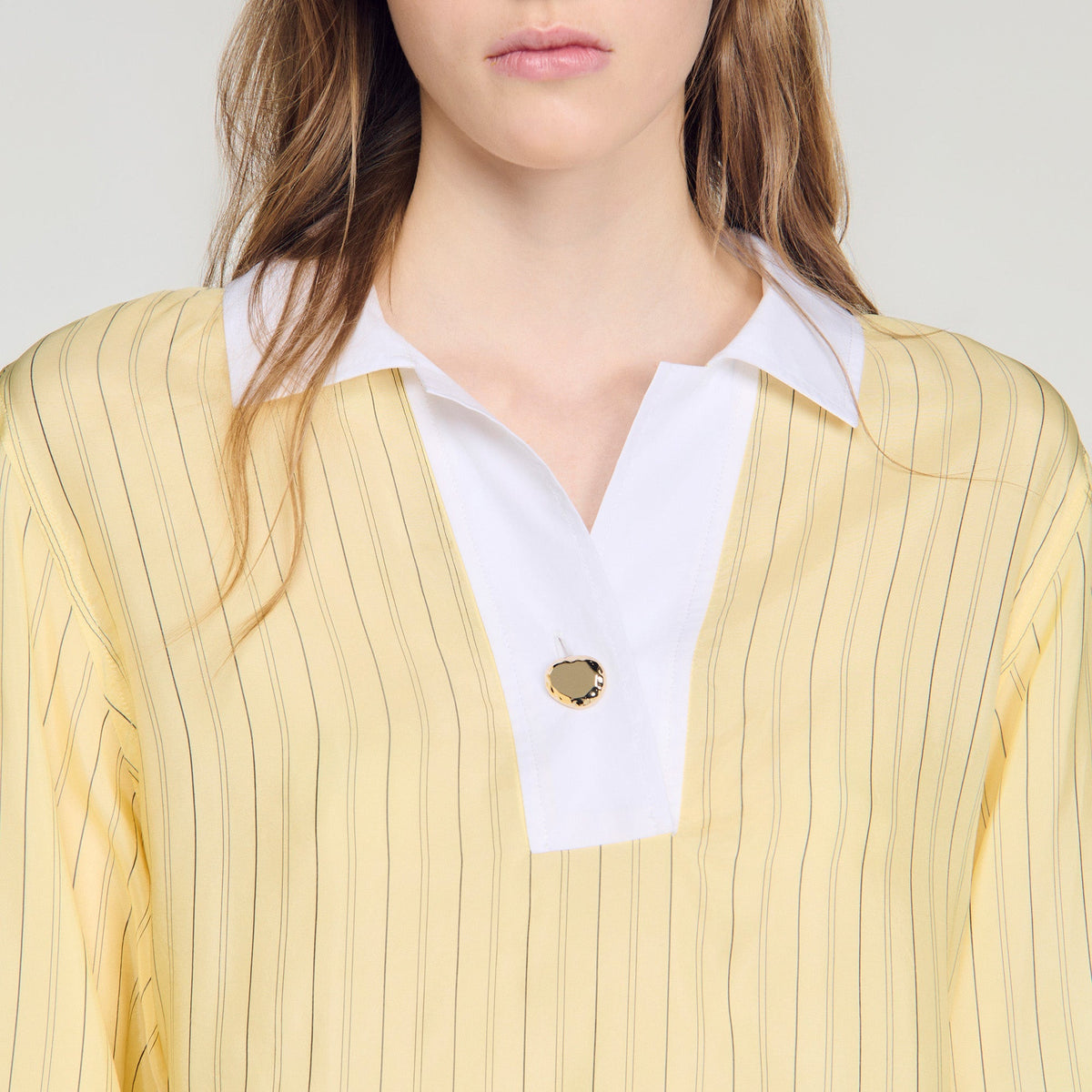 Amber Striped Cotton Top Yellow