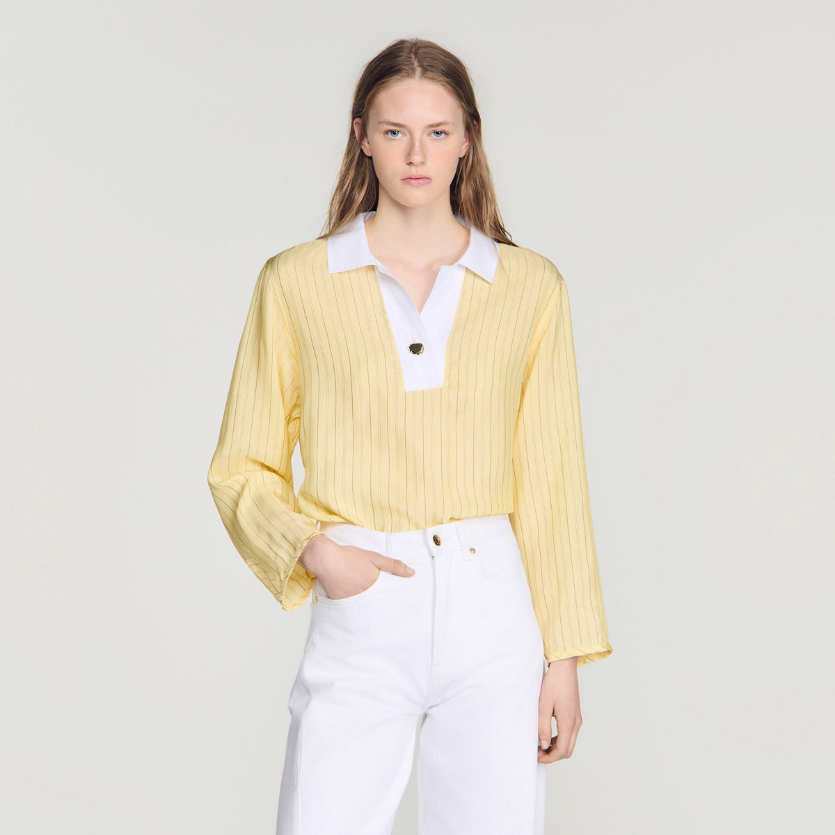 Amber Striped Cotton Top Yellow
