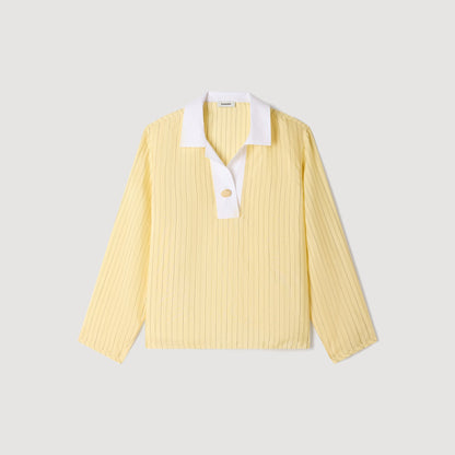 Amber Striped Cotton Top Yellow