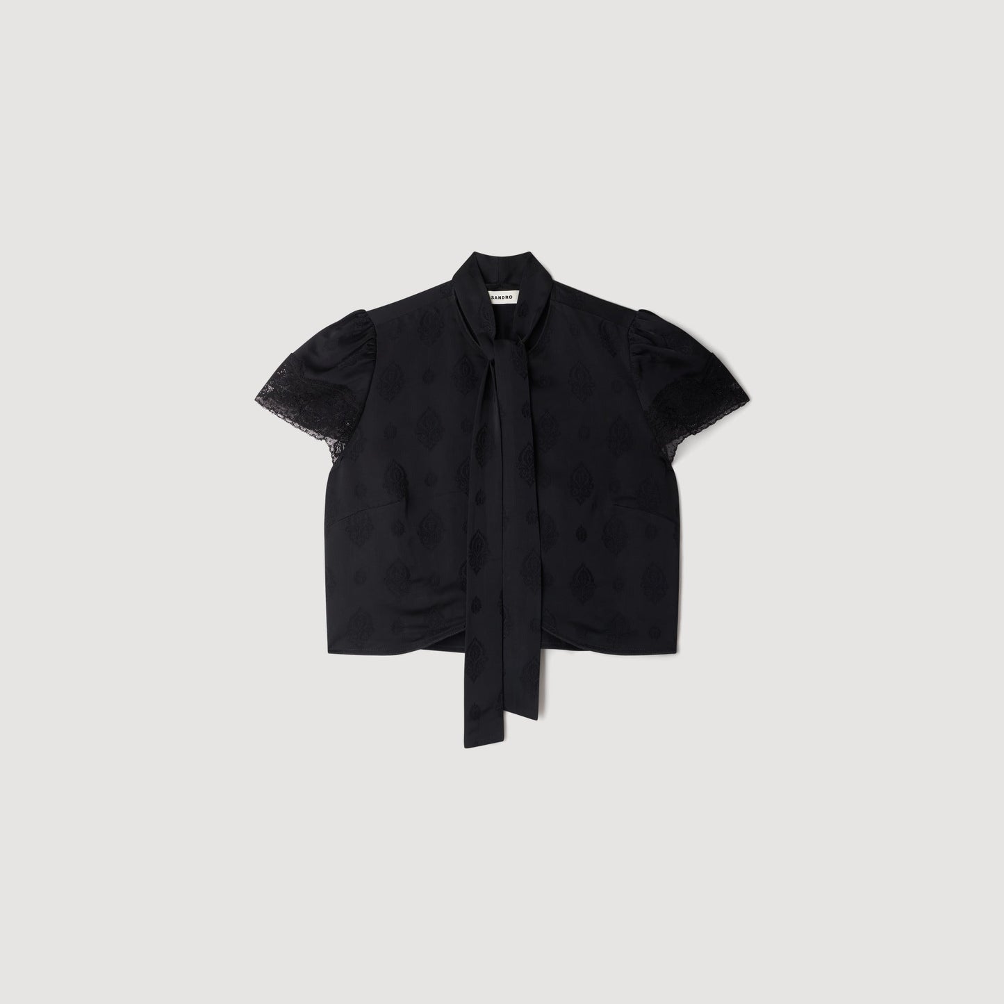 Hannah Paisley jacquard crop top Black