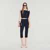 Poesie Contrast Lace Crop Top Black / Ecru