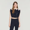 Poesie Contrast Lace Crop Top Black / Ecru