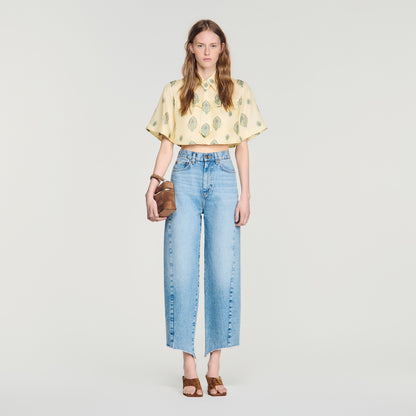 Calaventa Paisley print crop top Light Yellow