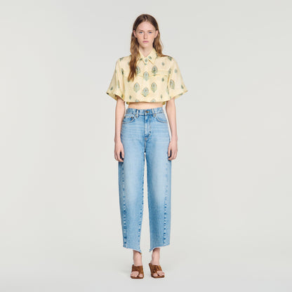 Calaventa Paisley print crop top Light Yellow
