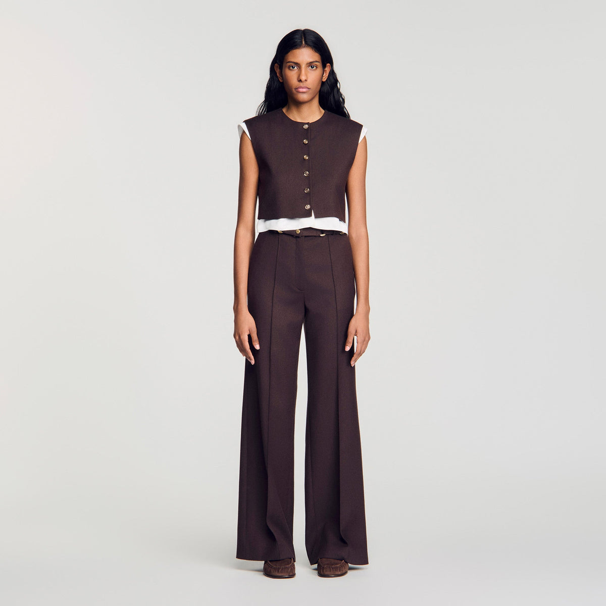 Andrews 2-in-1 wool crop top Light Brown