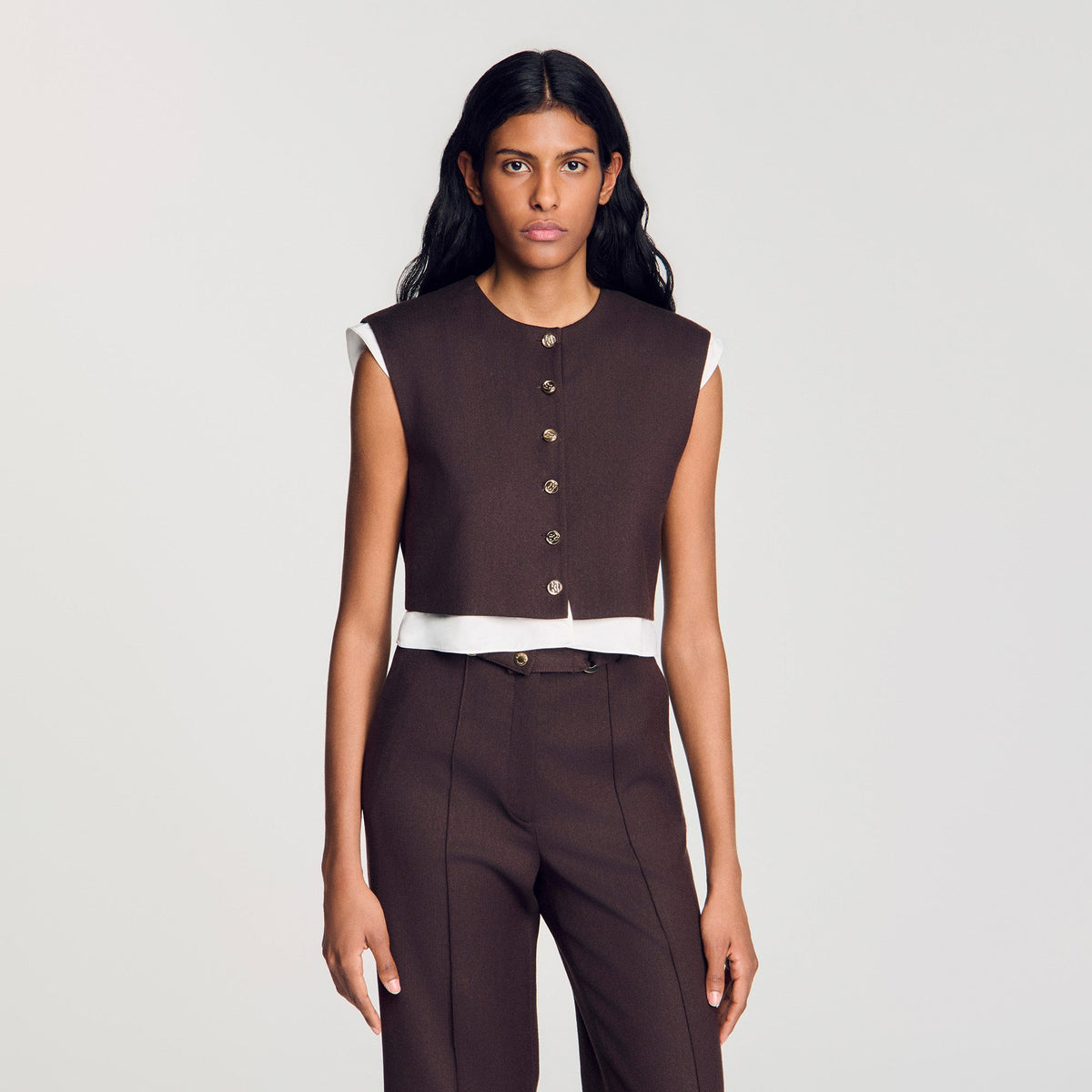 Andrews 2-in-1 wool crop top Light Brown