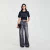 Rhinestone Cropped T-Shirt Black
