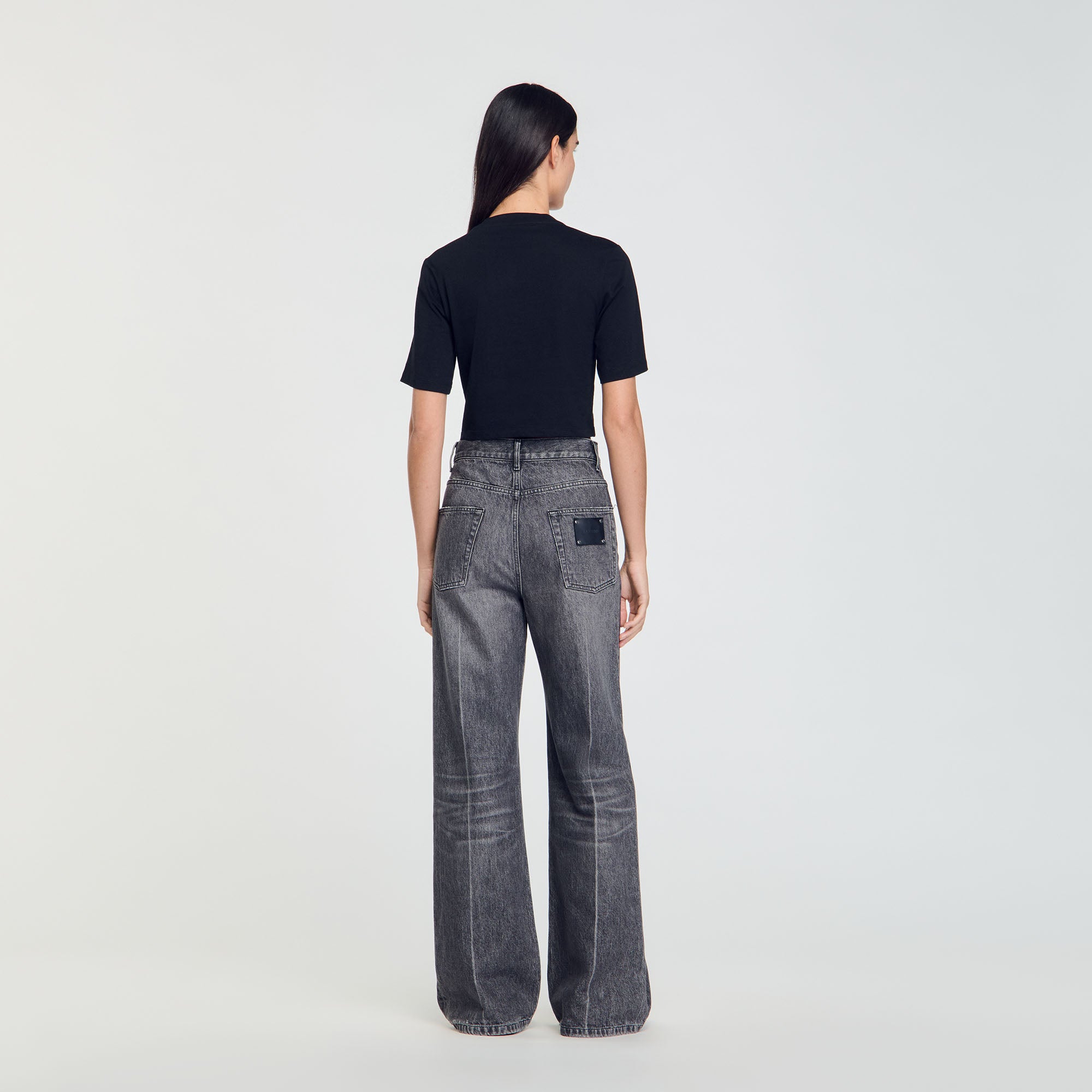 Rhinestone Cropped T-Shirt Black
