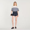 Rhinestone Breton T-Shirt Blu / White