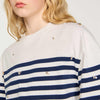 Rhinestone Breton T-Shirt Blu / White