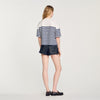 Rhinestone Breton T-Shirt Blu / White