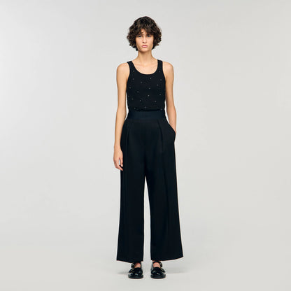 Astrale Vest Top With Rhinestones Black