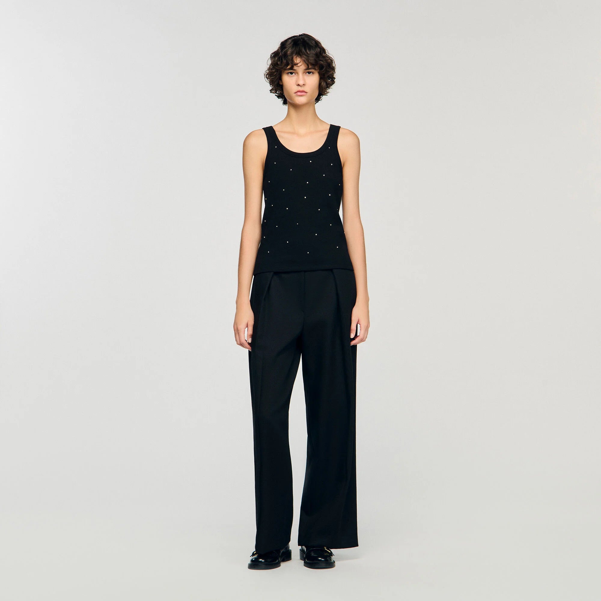 Astrale Vest Top With Rhinestones Black