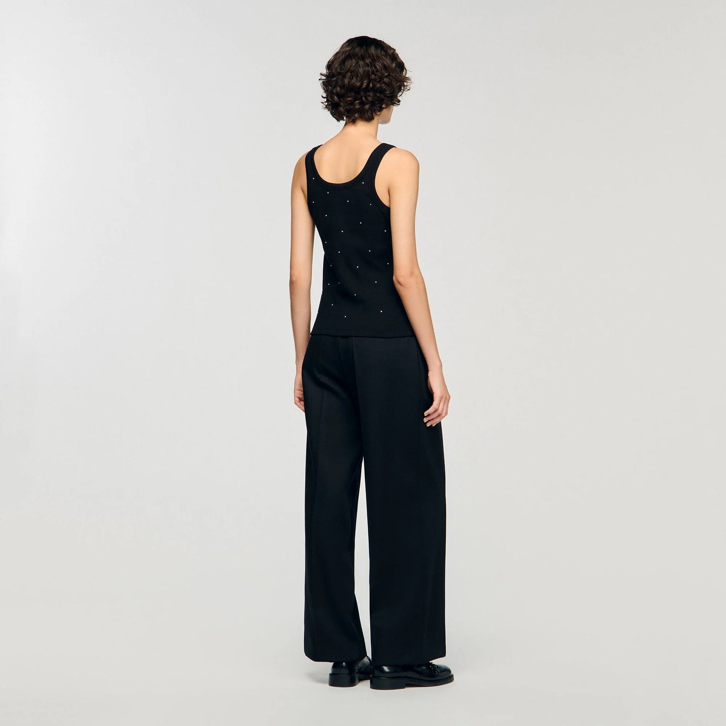 Astrale Vest Top With Rhinestones Black
