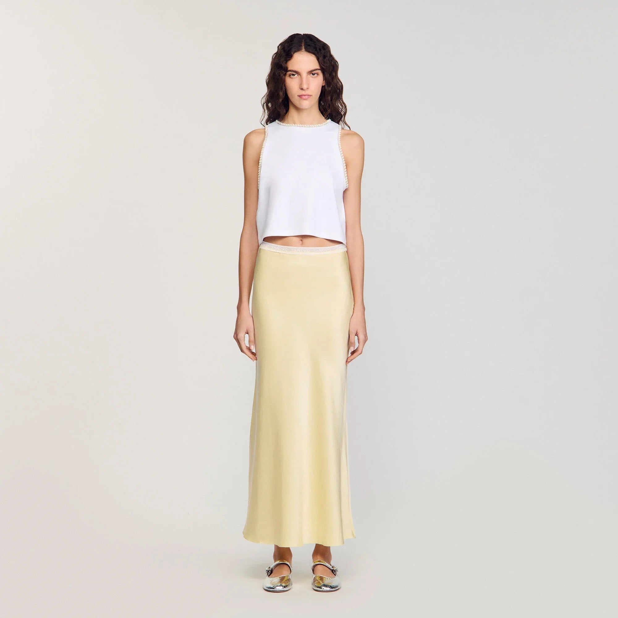Tulum Beaded Crop Top Ecru
