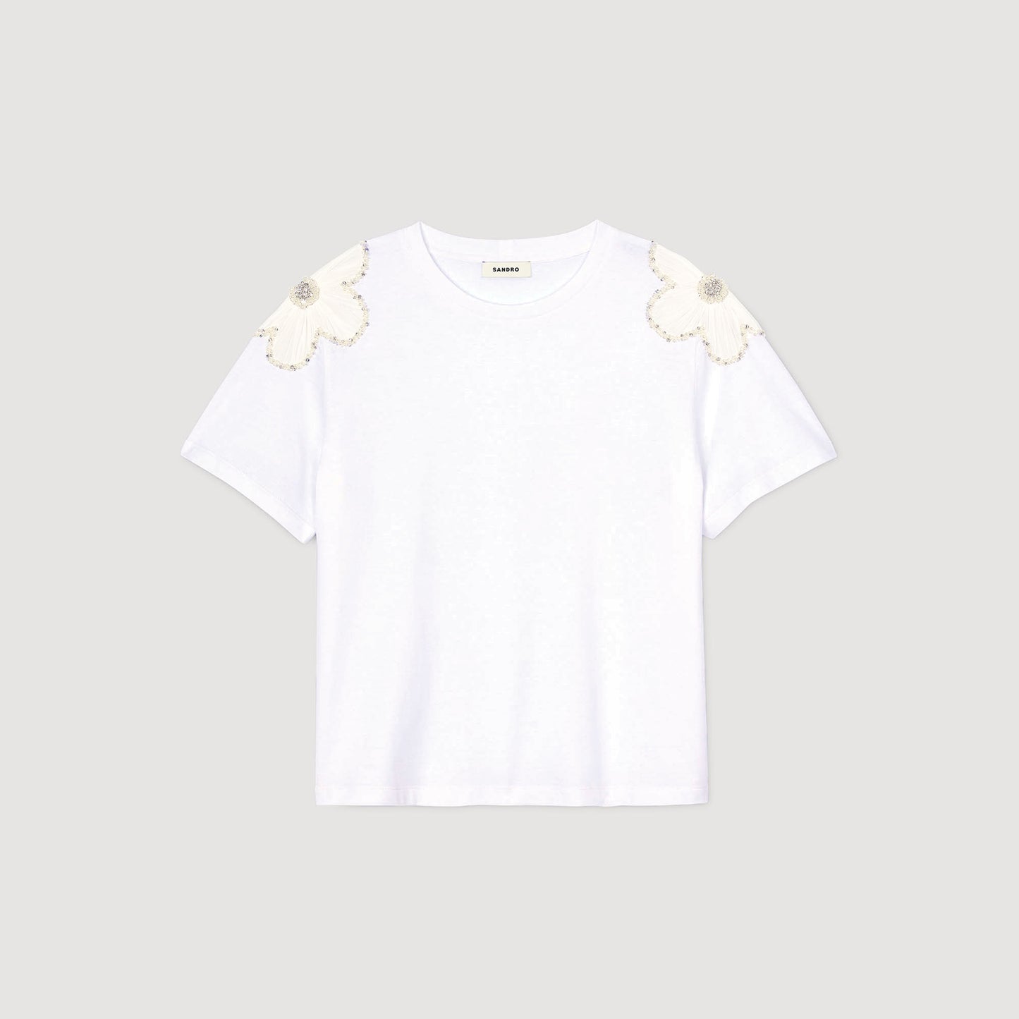 Garden T-Shirt With Embroidered Flowers White