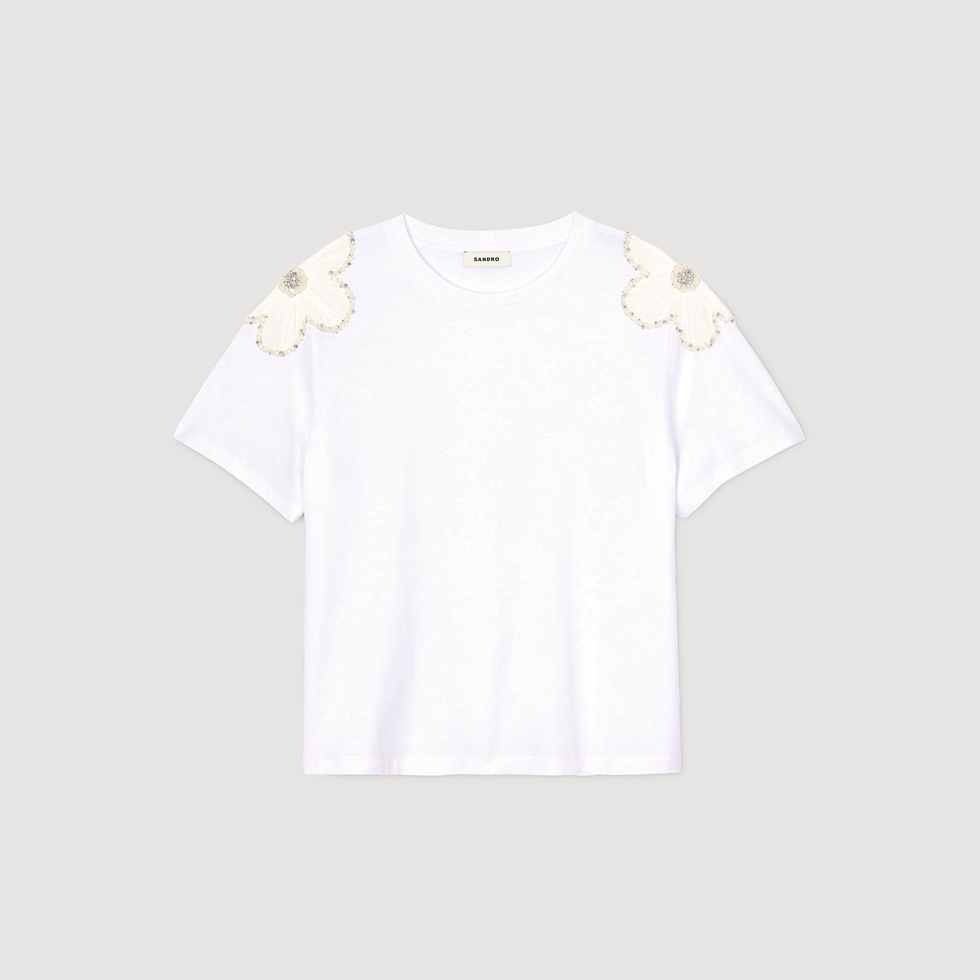Garden T-Shirt With Embroidered Flowers White