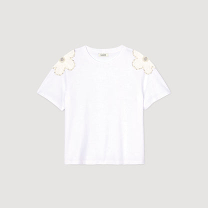 Garden T-Shirt With Embroidered Flowers White