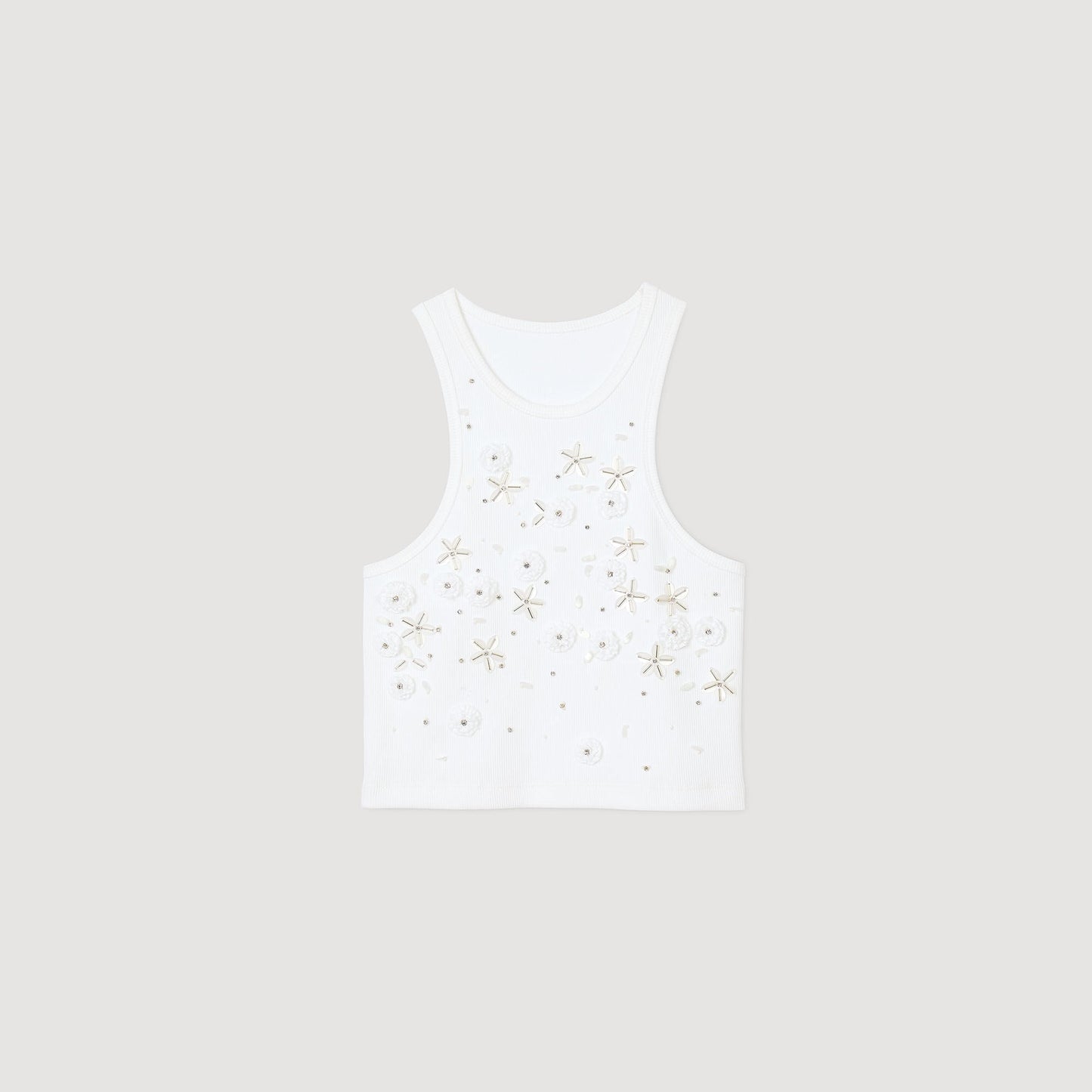 Oasis Beaded And Rhinestone Tank Top White