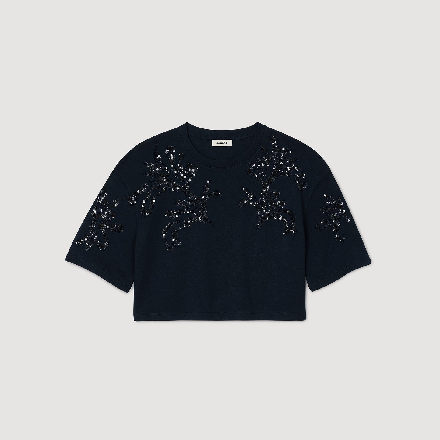 T-Shirt With Beaded Details Navy Blue