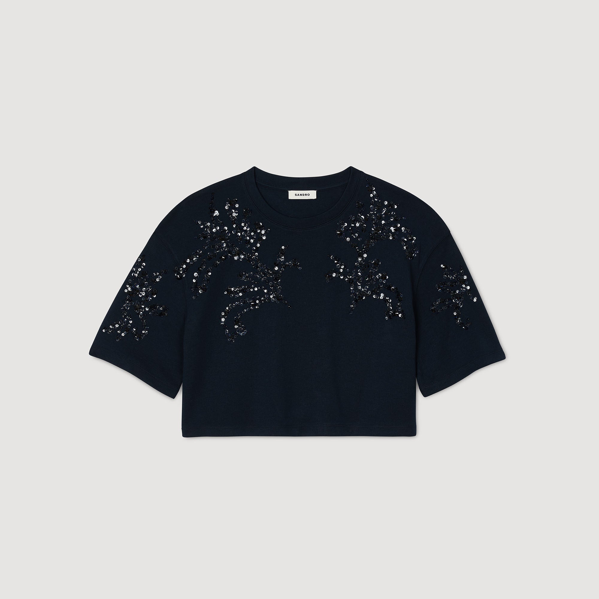 T-Shirt With Beaded Details Navy Blue