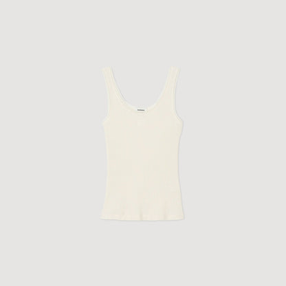 Neva Rib Knit Vest Top Ecru Ecru