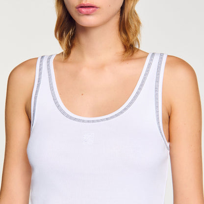 Black / White Ribbed Vest Top