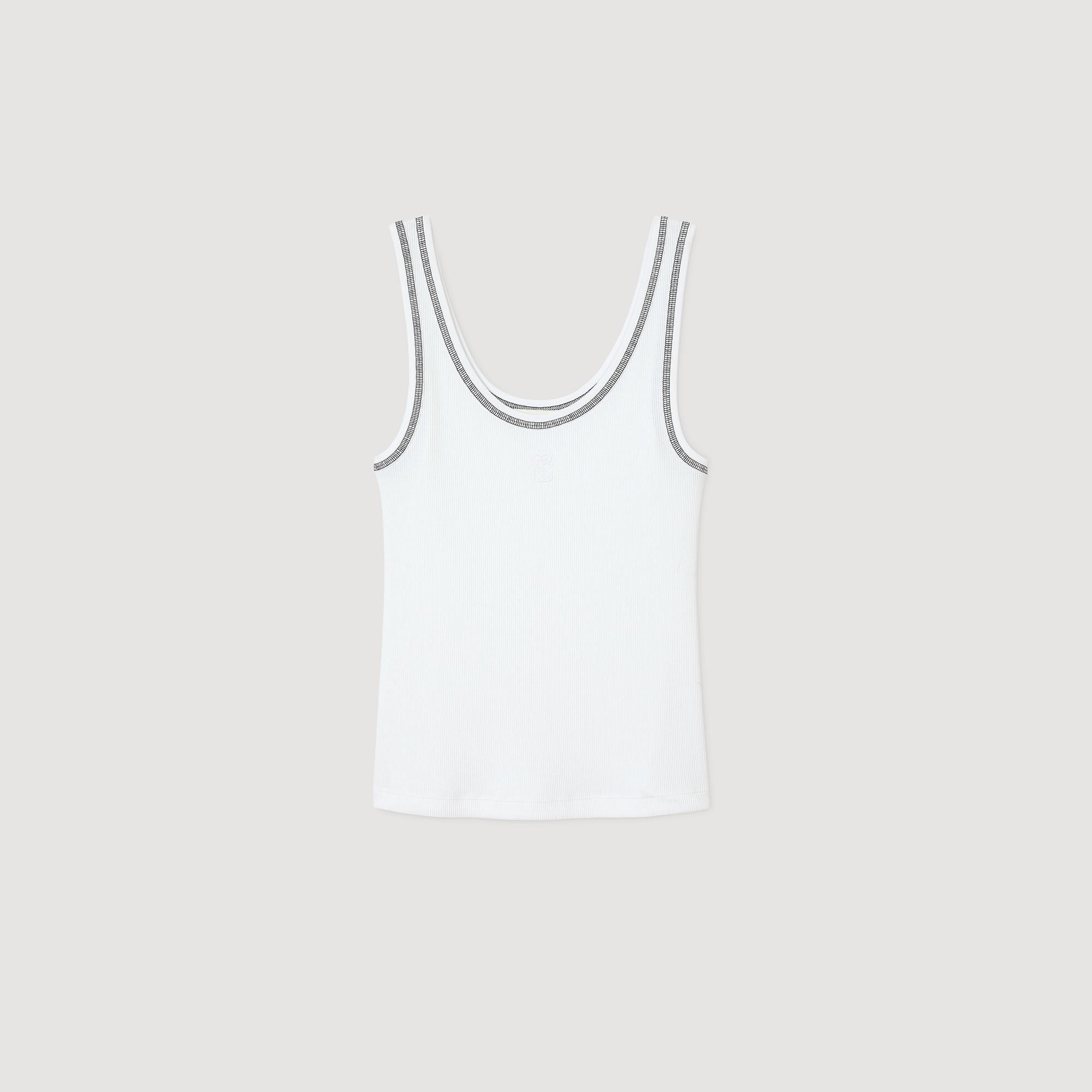 Black / White Ribbed Vest Top
