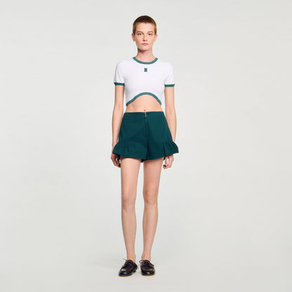 Ninon Two-Tone Cropped T-Shirt White