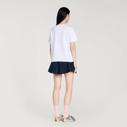 تيشيرت أبيض قطني مطرز بحصان